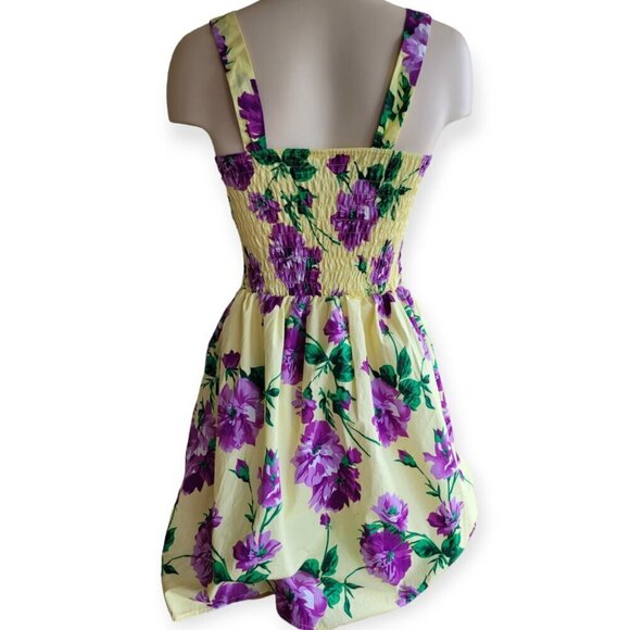 Voodoo Vixen Yellow Floral Pinup Dress XS 1950s Retro Sleeveless Cotton Summer - Picture 4 of 10